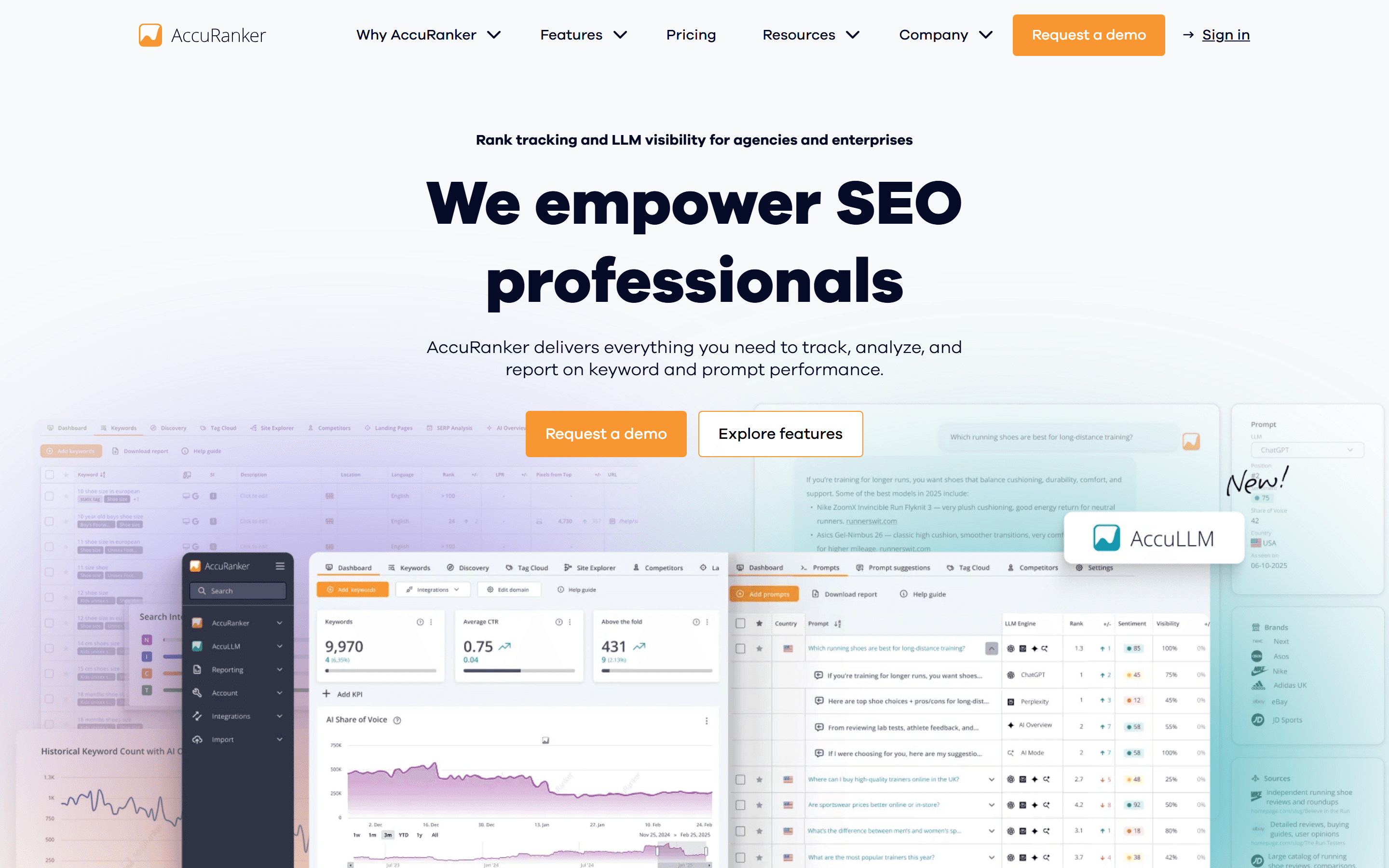 AccuRanker homepage screenshot