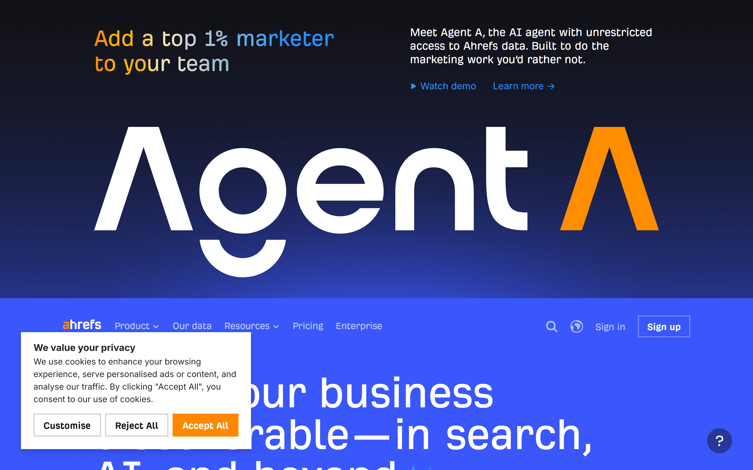 Ahrefs homepage screenshot