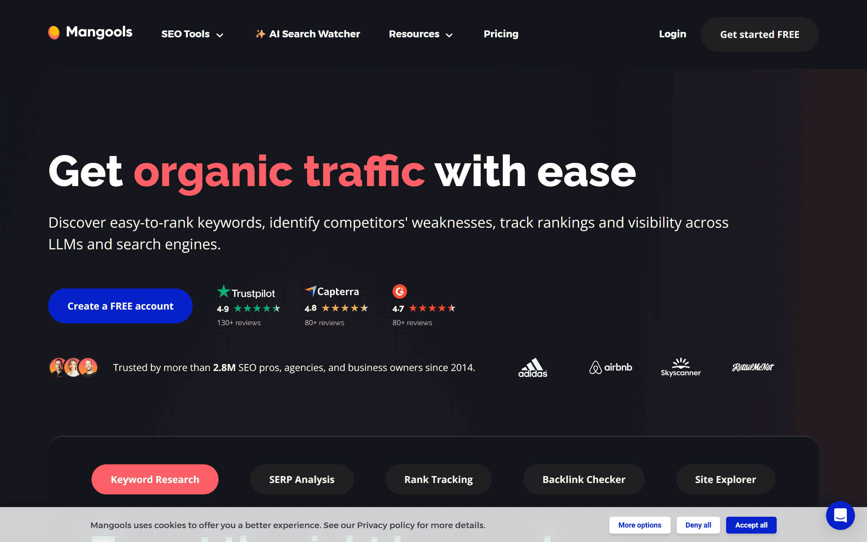Mangools homepage screenshot