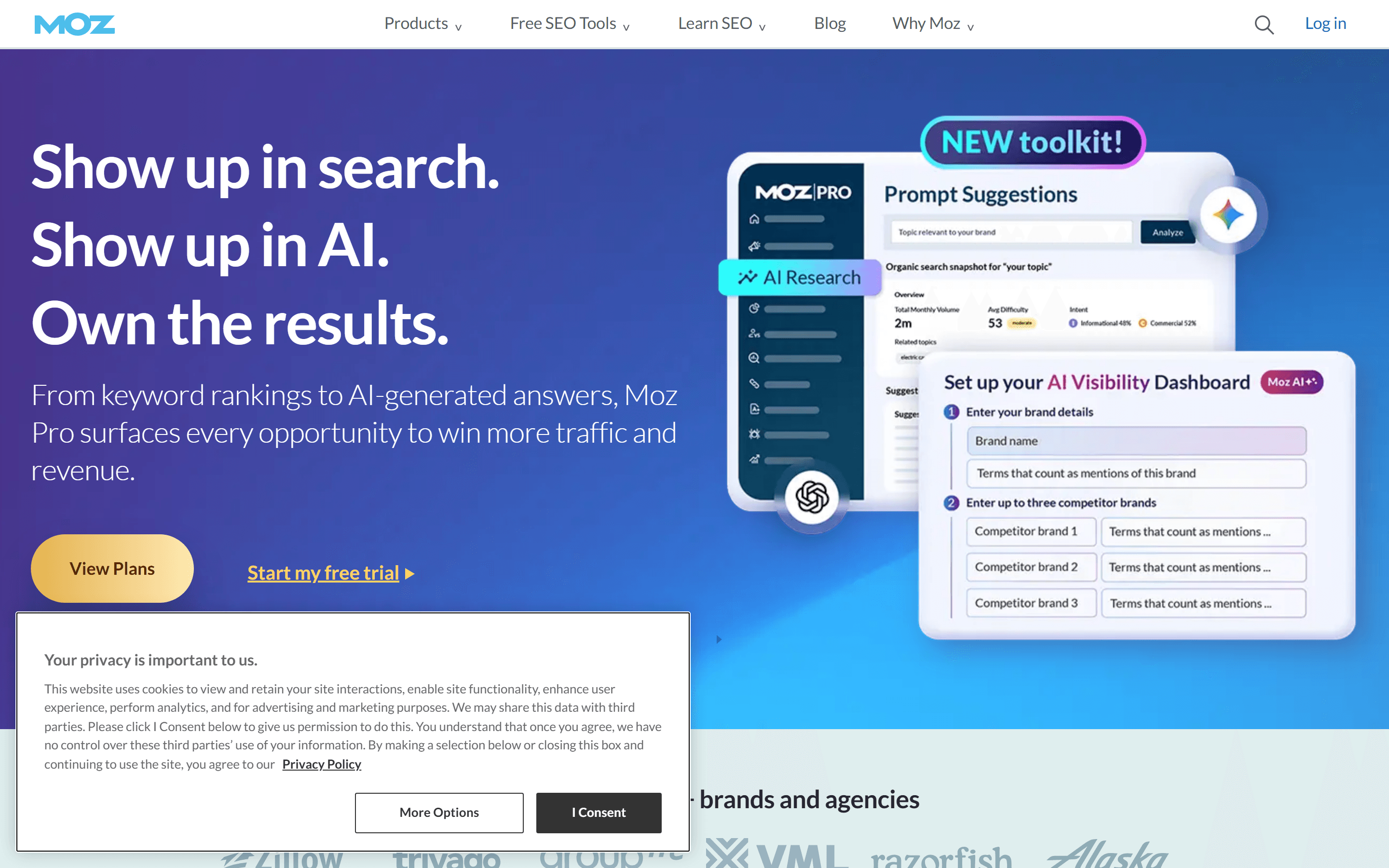 Moz Pro homepage screenshot