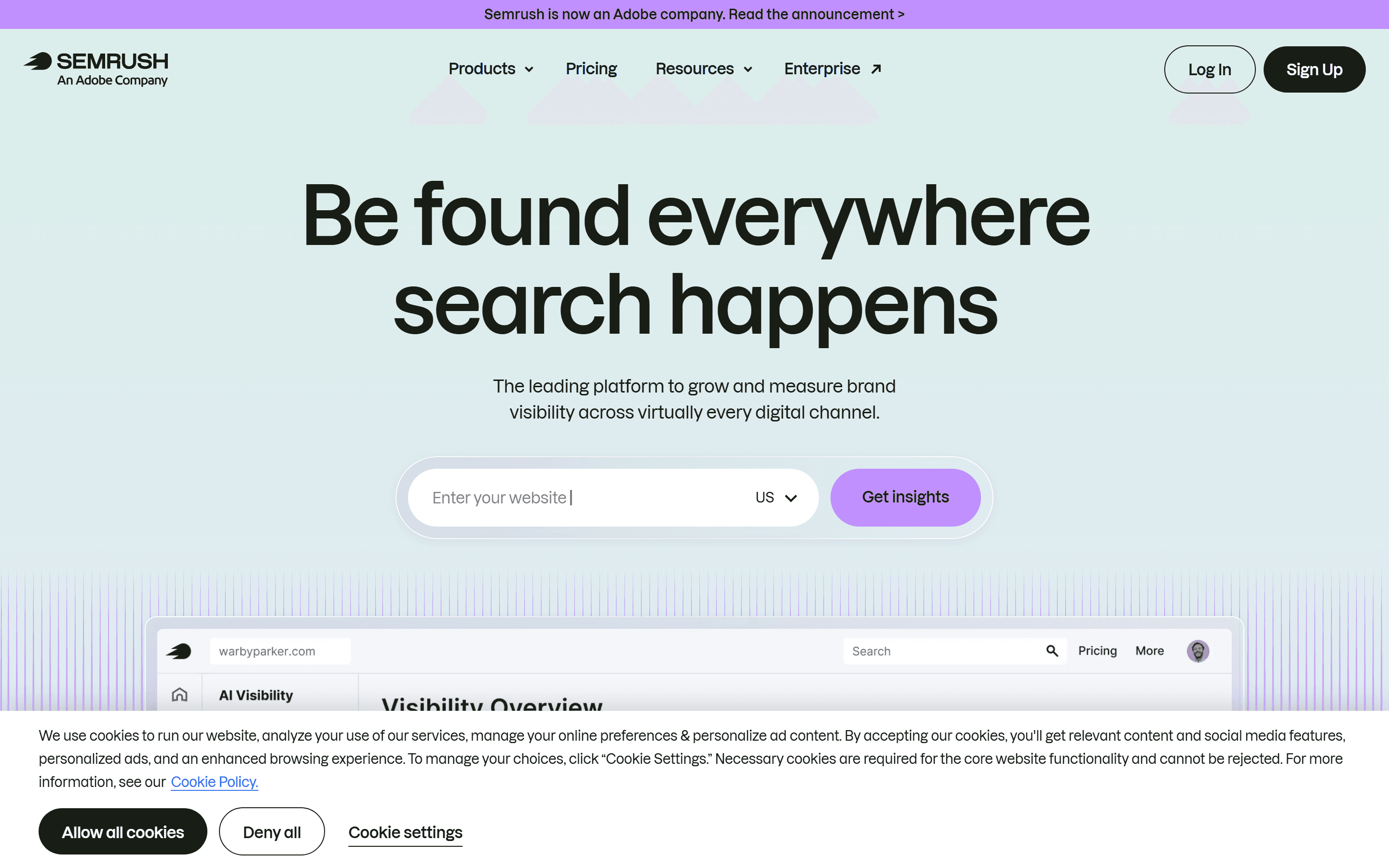 Semrush homepage screenshot